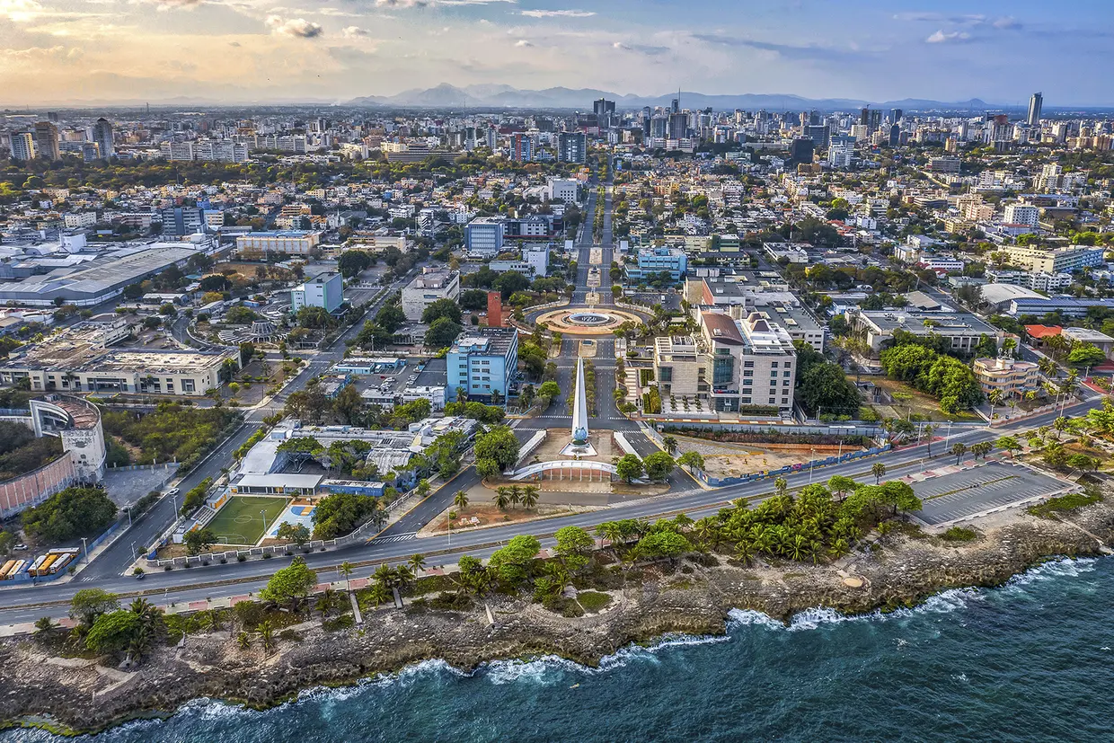 Santo Domingo skyline and waterfront in the Dominican Republic